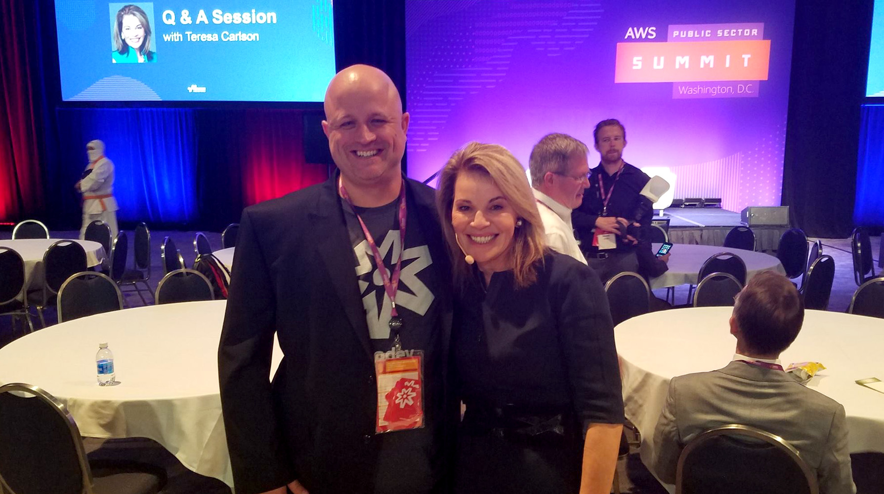 Solodev CEO, Shawn Moore and previous AWS Vice President, Teresa Carlson at the AWS Public Sector Summit
