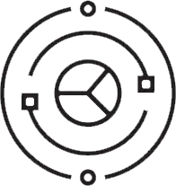 Pie chart with circles around it icon