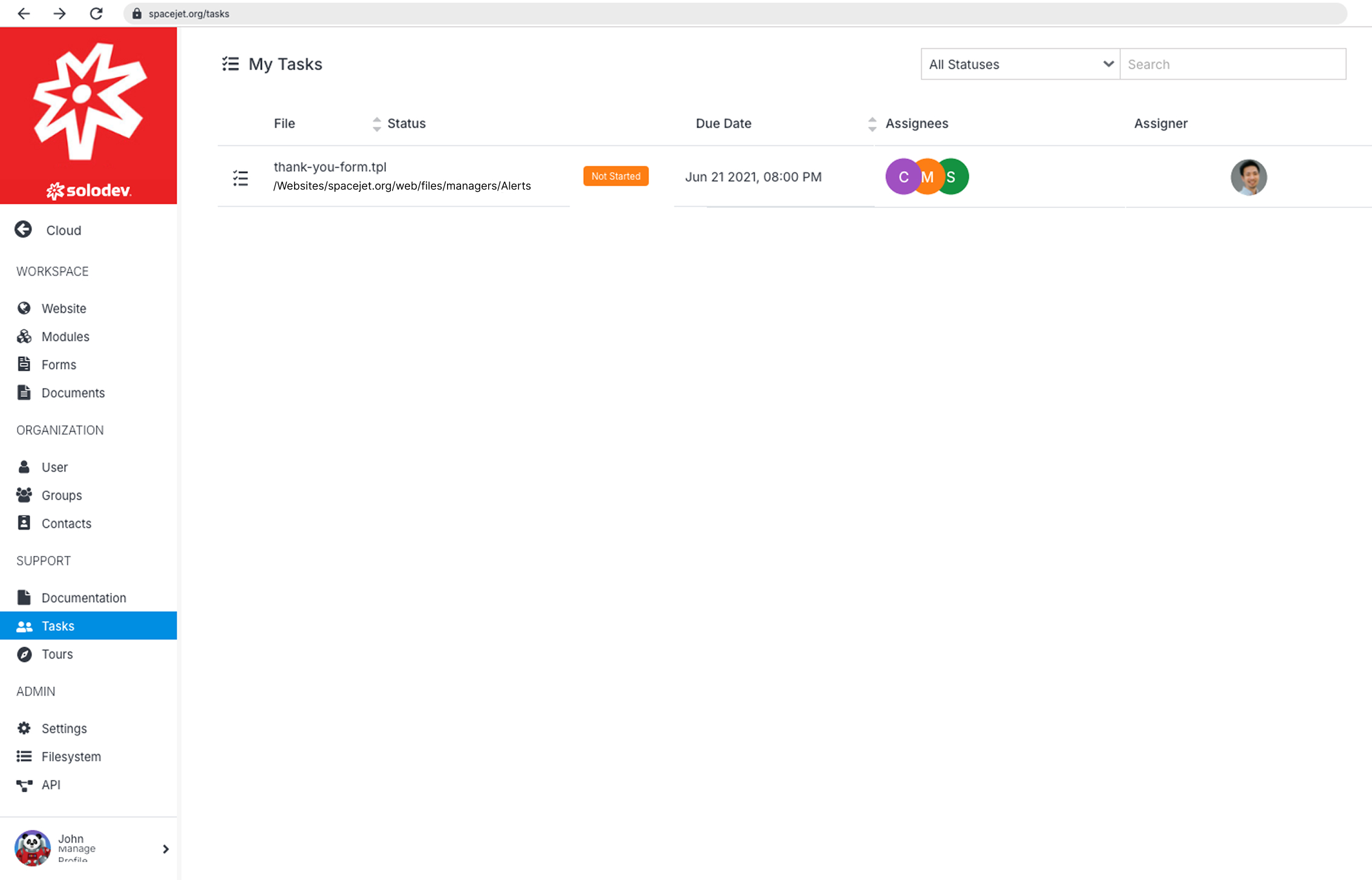 image showing user task management