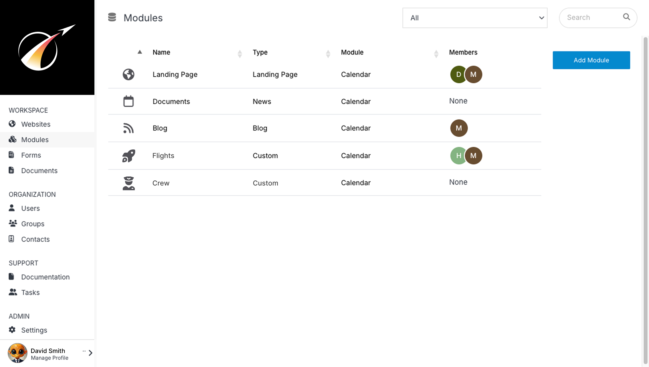 image showing solodev cms module dashboard