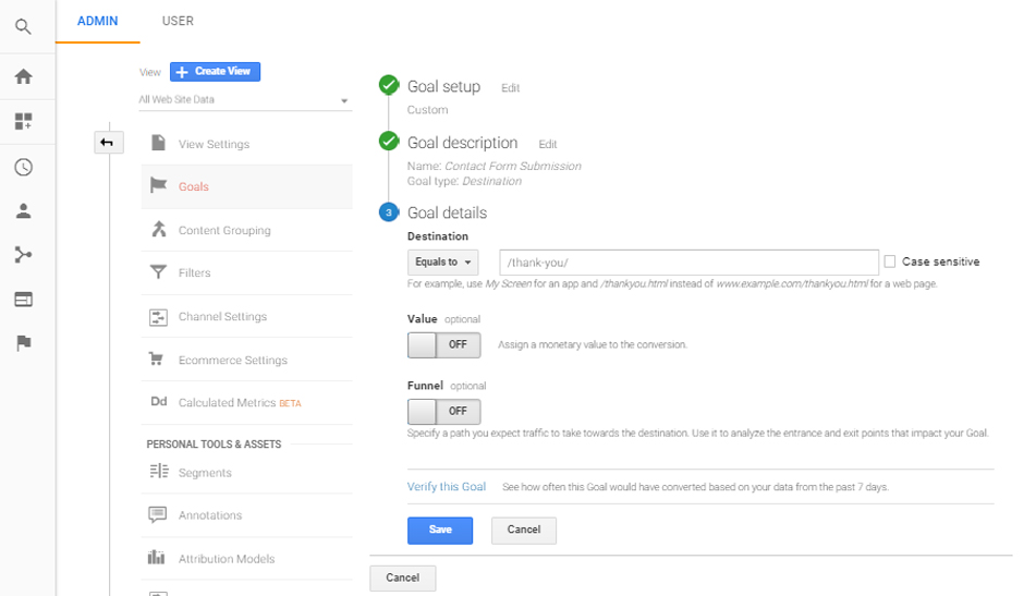 Create and Share/Import Analytics Goals 1