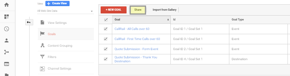Create and Share/Import Analytics Goals 1