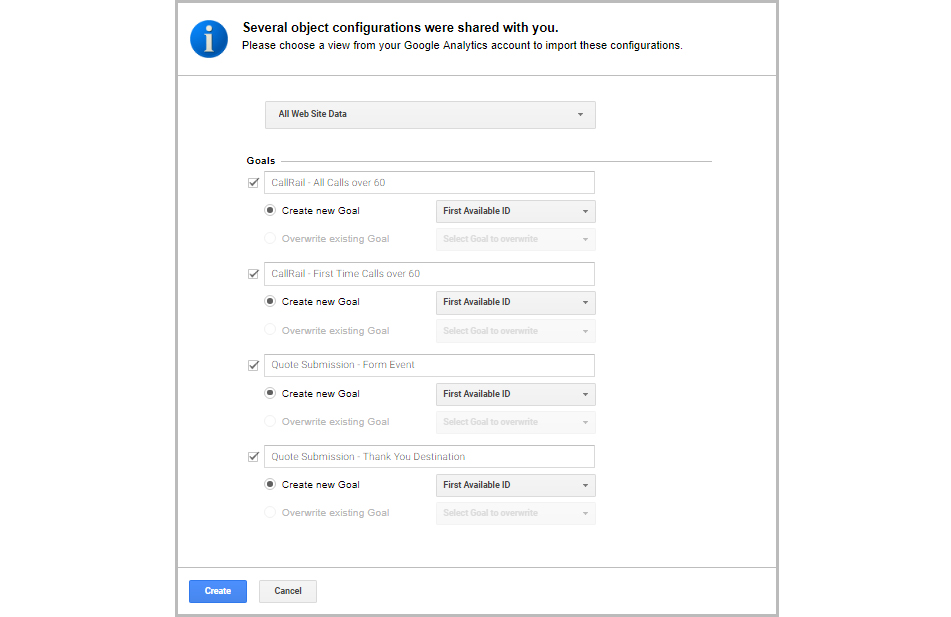 Create and Share/Import Analytics Goals 1