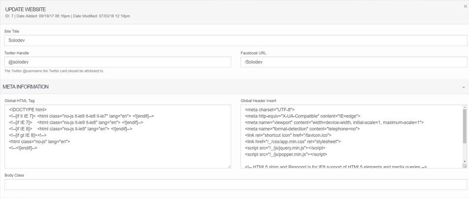 How to Site Meta Information with Your Solodev Website