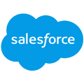 Salesforce logo - a graphic of a blue cloud with the word "salesforce" in the center in white. Logo
