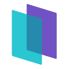 Monsido logo icon – two layered rectangles at a 45 degree angle, with the foreground object set in an aqua color and the background in a dark purple. The two objects are layered, with a 50% transparency where the two overlap.