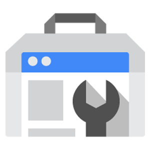 Google Search Console logo icon as a toolbox with a wrench, combined with a mockup of a web page.