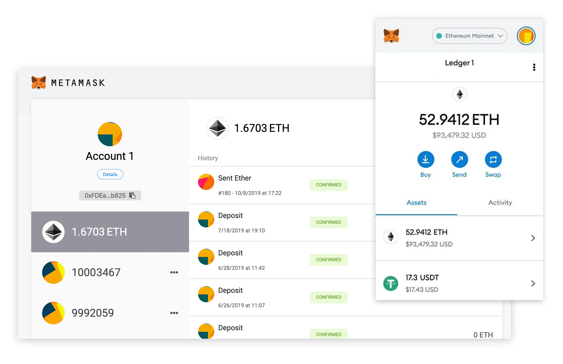 Metamask screens showing transactions with Ethereum and cryptocurrencies. featured Image