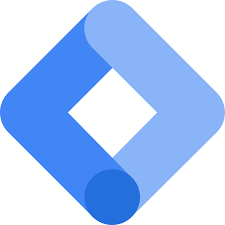 Google Tag Manager logo icon - a stylized blue diamond composed of two overlapping arrows of different blue shades.
