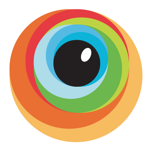 BrowserStack logo icon - a set of multi-colored concentric circles with a black sphere in the center, all resembling an eyeball.