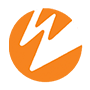 Wowza logo icon - a stylized, angled graphic of a "W" in white, set within an orange circle.