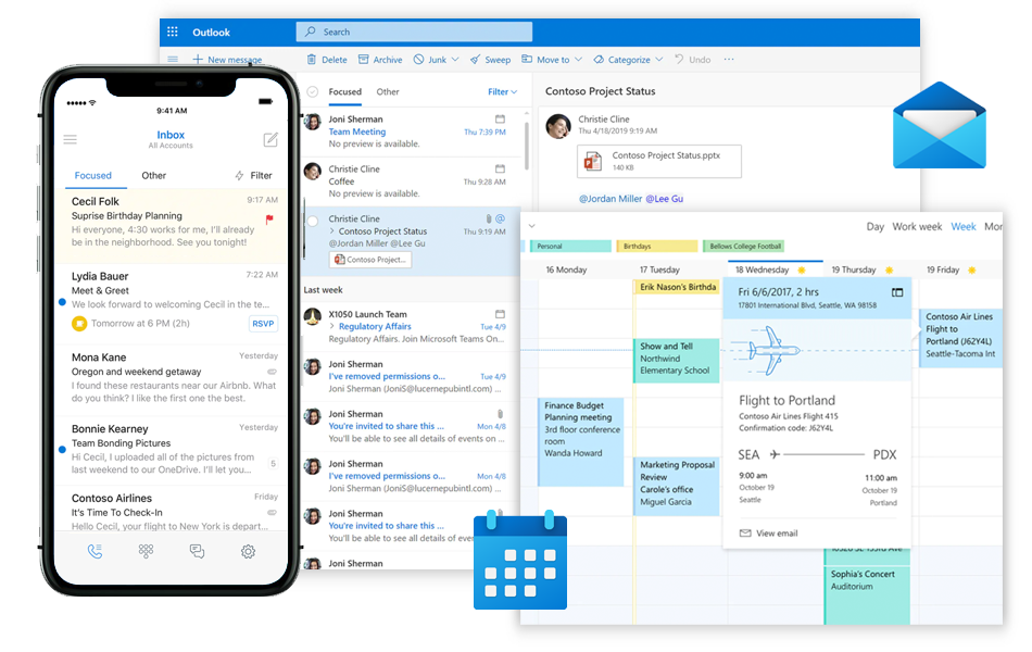 Microsoft Exchange email client dashboard on a mobile phone, overlaying a view of the Exchange calendar feature. featured Image