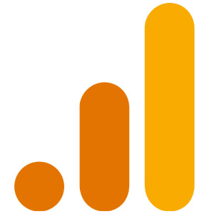 Google Analytics logo icon displayed as three ascending orange bars to depict a stylized bar graph.