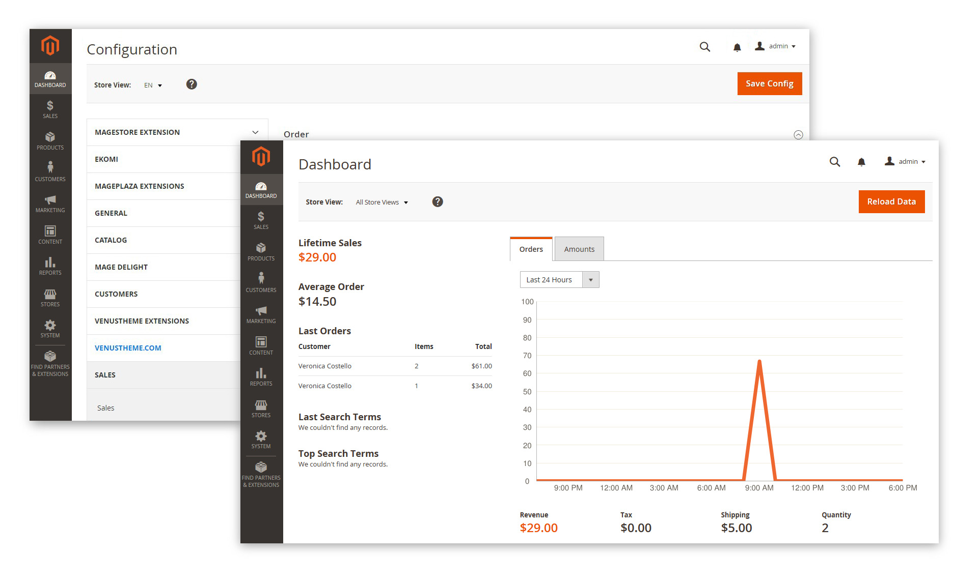 Screenshots of the Magento software solution. featured Image