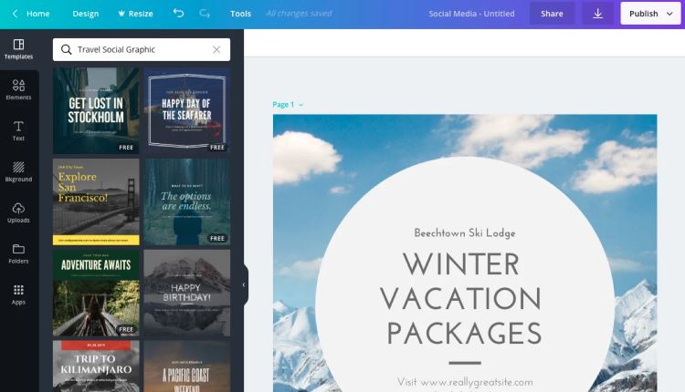 Canva workspace displayed to highlight design features.